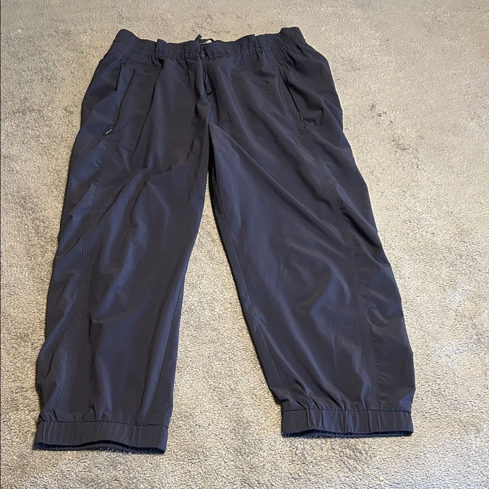 Athleta Pants Womens Blue Tapered Yoga Pull On Stretch Jogger Drawstring Crop 12